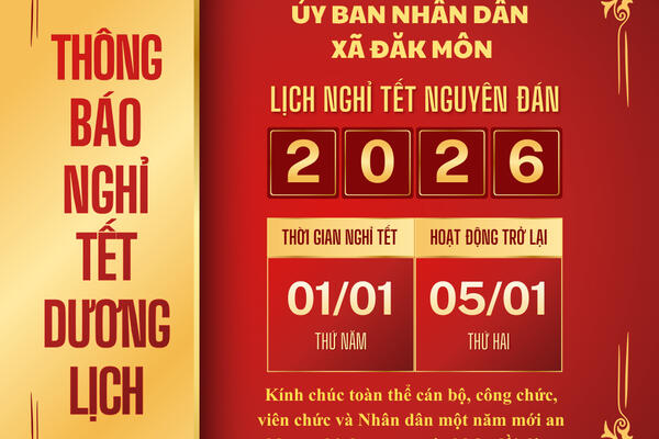 Thông báo lịch nghỉ tết Dương lịch